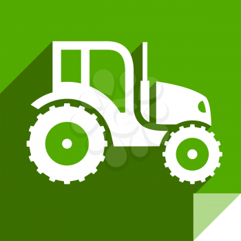 Tractor, transport flat icon, sticker square shape, modern color