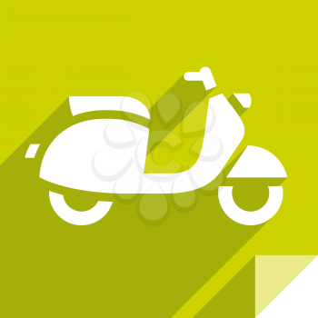Scooter, transport flat icon, sticker square shape, modern color