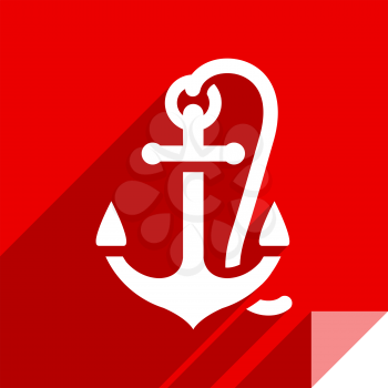Anchor, transport flat icon, sticker square shape, modern color
