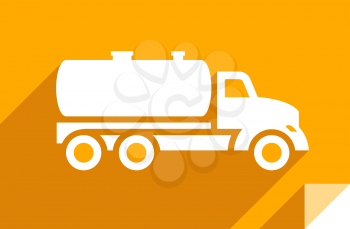 Tanker truck, transport flat icon, sticker square shape, modern color