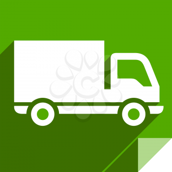 Lorry, transport flat icon, sticker square shape, modern color