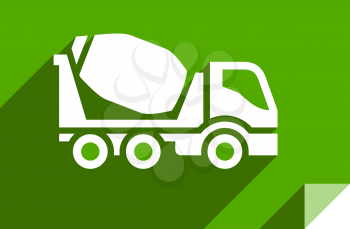 Concrete mixer truck, transport flat icon, sticker square shape, modern color