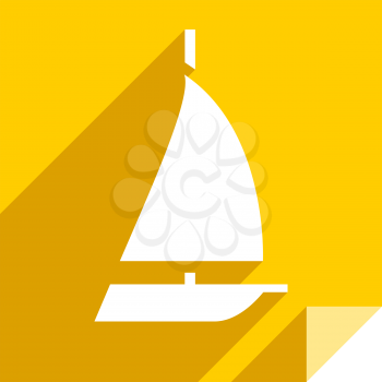 Yacht, transport flat icon, sticker square shape, modern color