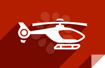Helicopter, transport flat icon, sticker square shape, modern color