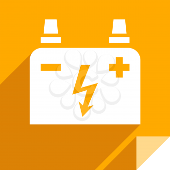 Accumulator battery, transport flat icon, sticker square shape, modern color