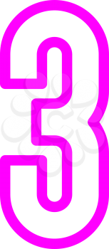 Font bright, alphabet from colored outline, number three