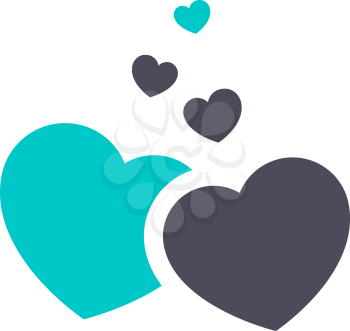 Hearts icon, gray turquoise icon on a white background