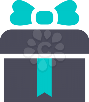 Gift box icon, gray turquoise icon on a white background