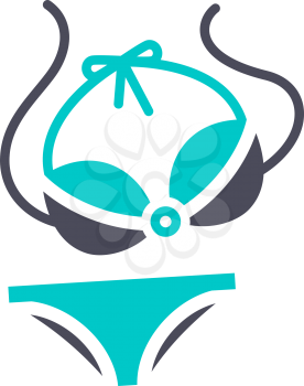 swimsuit, gray turquoise icon on a white background