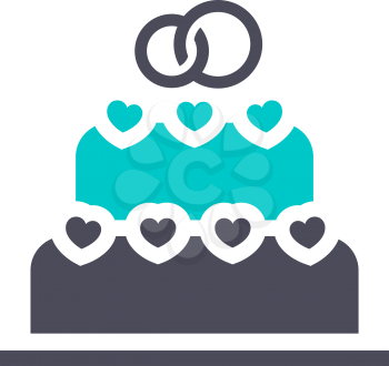 wedding cake icon, gray turquoise icon on a white background