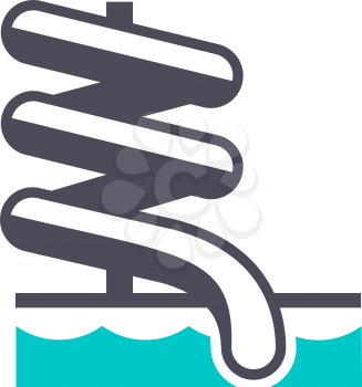Water slides in the aqua park, gray turquoise icon on a white background