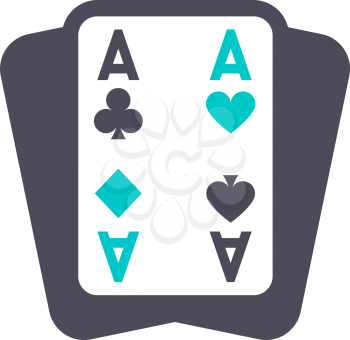 Playing cards, gray turquoise icon on a white background