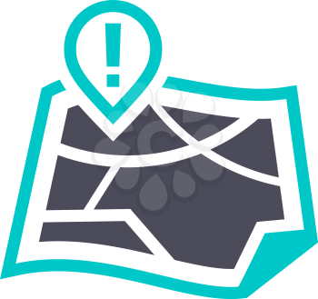 Map, gray turquoise icon on a white background