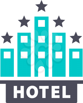 5 star Hotel, gray turquoise icon on a white background
