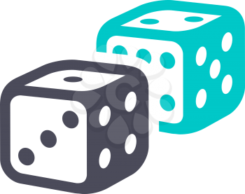 Dice, gray turquoise icon on a white background