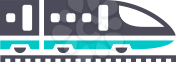 Train icon, gray turquoise icon on a white background