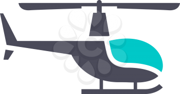 Helicopter icon, gray turquoise icon on a white background