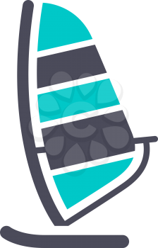 windsurfing, gray turquoise icon on a white background
