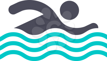 Swimming man, gray turquoise icon on a white background