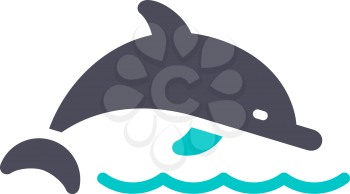 Dolphin, gray turquoise icon on a white background