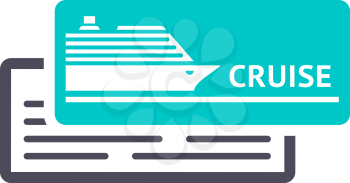 Cruise ship ticket, gray turquoise icon on a white background