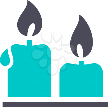 candles, gray turquoise icon on a white background