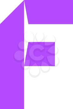 letter F cut out from white paper, vector illustration, flat style.