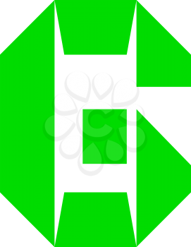 letter G cut out from white paper, vector illustration, flat style.