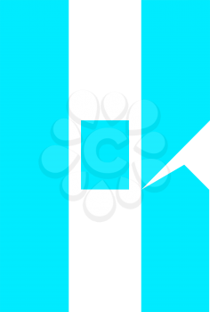 letter K cut out from white paper, vector illustration, flat style.