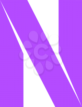 letter N cut out from white paper, vector illustration, flat style.