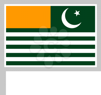 Azad Kashmir flag on flagpole, rectangular shape icon on white background, vector illustration.