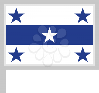 Gambier flag on flagpole, rectangular shape icon on white background, vector illustration.