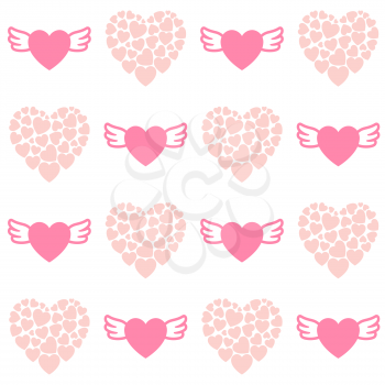 Love pattern with flying hearts, simple vector for your design
