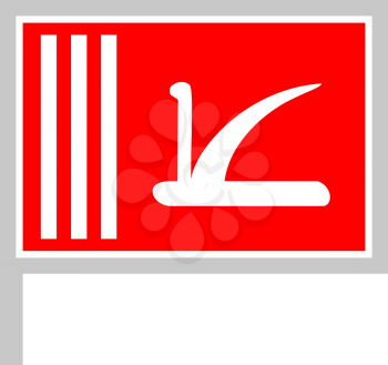 Jammu Kashmir flag on flagpole, rectangular shape icon on white background, vector illustration.