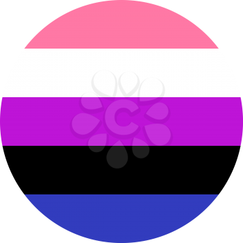 Genderfluid pride flag, round shape icon on white background