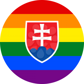 Slovak LGBT flag, round shape icon on white background