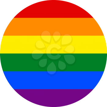 LGBT pride flag, round shape icon on white background