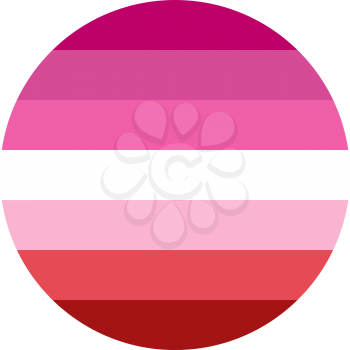 Lipstick Lesbian flag, round shape icon on white background