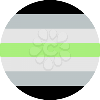 Agender pride flag, round shape icon on white background