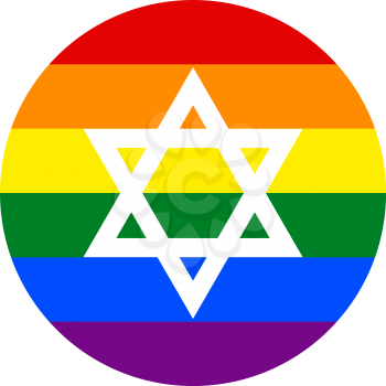 Israel LGBT flag, round shape icon on white background