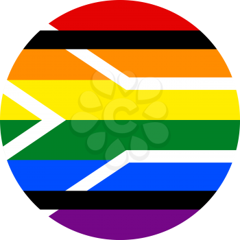 South Africa LGBT flag, round shape icon on white background