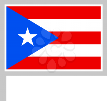 Puerto Rico flag on flagpole, rectangular shape icon on white background, vector illustration.