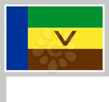 Venda flag on flagpole, rectangular shape icon on white background, vector illustration.
