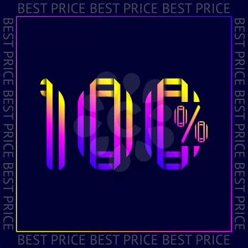 Discount 100 percent OFF Sale, abstract trendy template best price vector sign, web sticker
