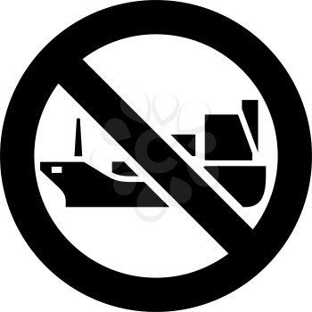 No tanker or cargo ship forbidden sign, modern round sticker, vector illustration for your design