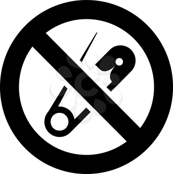 No safety pin forbidden sign, modern round sticker