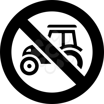 No tractor forbidden sign, modern round sticker
