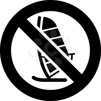 No sailing forbidden sign, modern round sticker