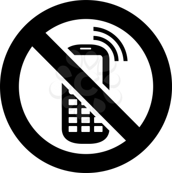 No phone forbidden sign, modern round sticker