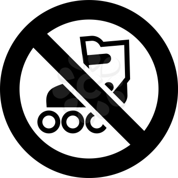 No roller skates forbidden sign, modern round sticker